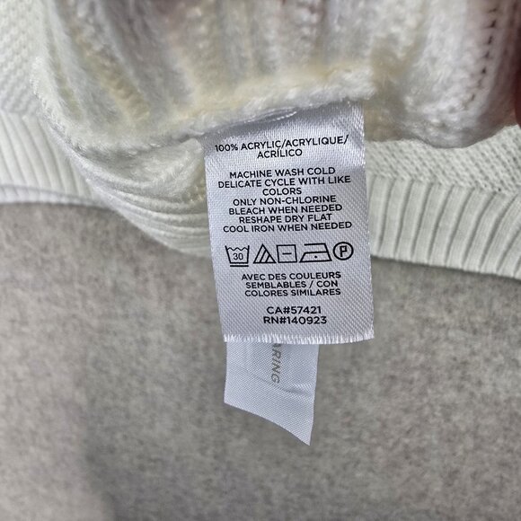 Loft Women’s Ivory Button-Side Knit Poncho Sweater XS/S Acrylic Turtleneck - Picture 6 of 8